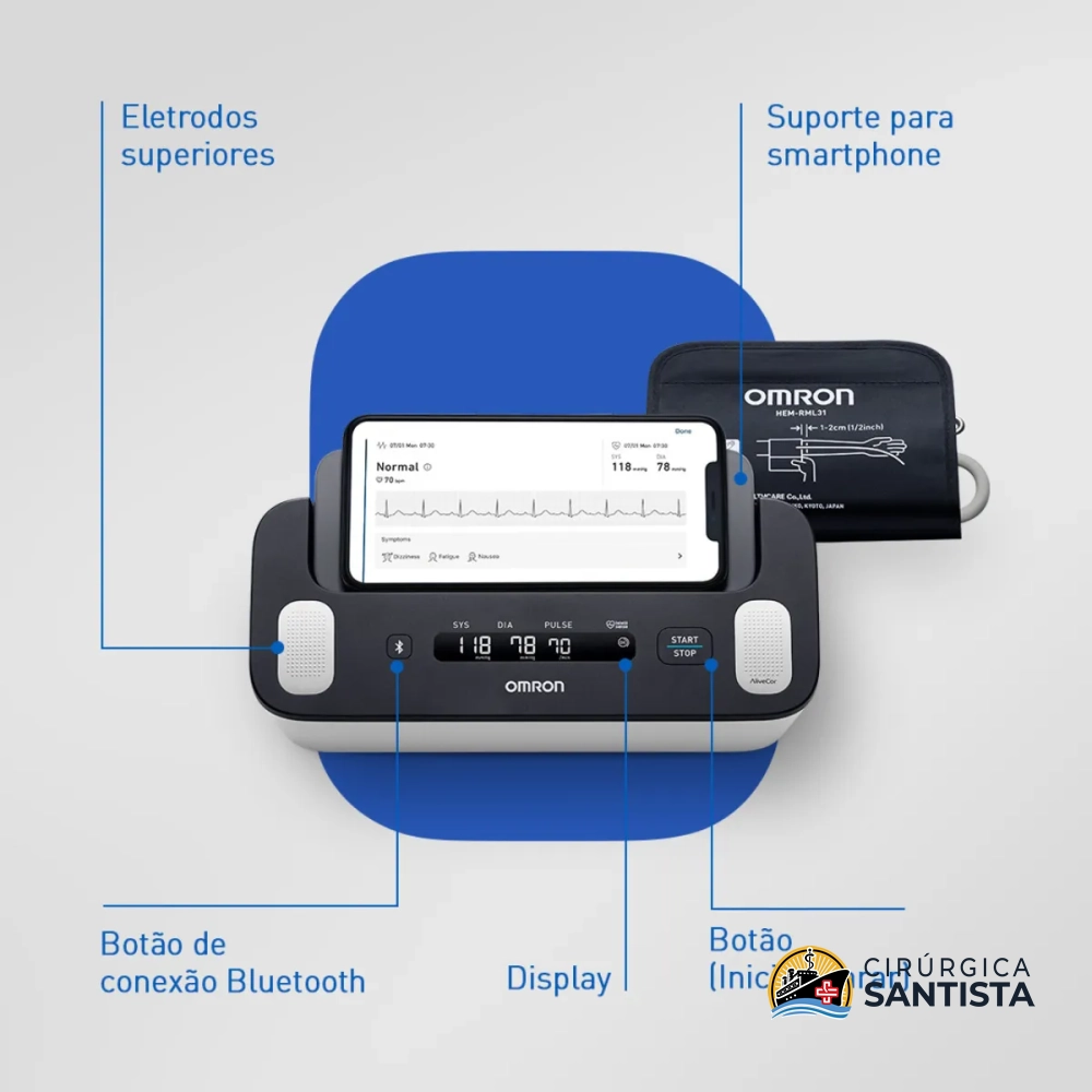 Aparelho de Pressão Digital de Braço Complete + ECG - HEM-7530T1 - Omron