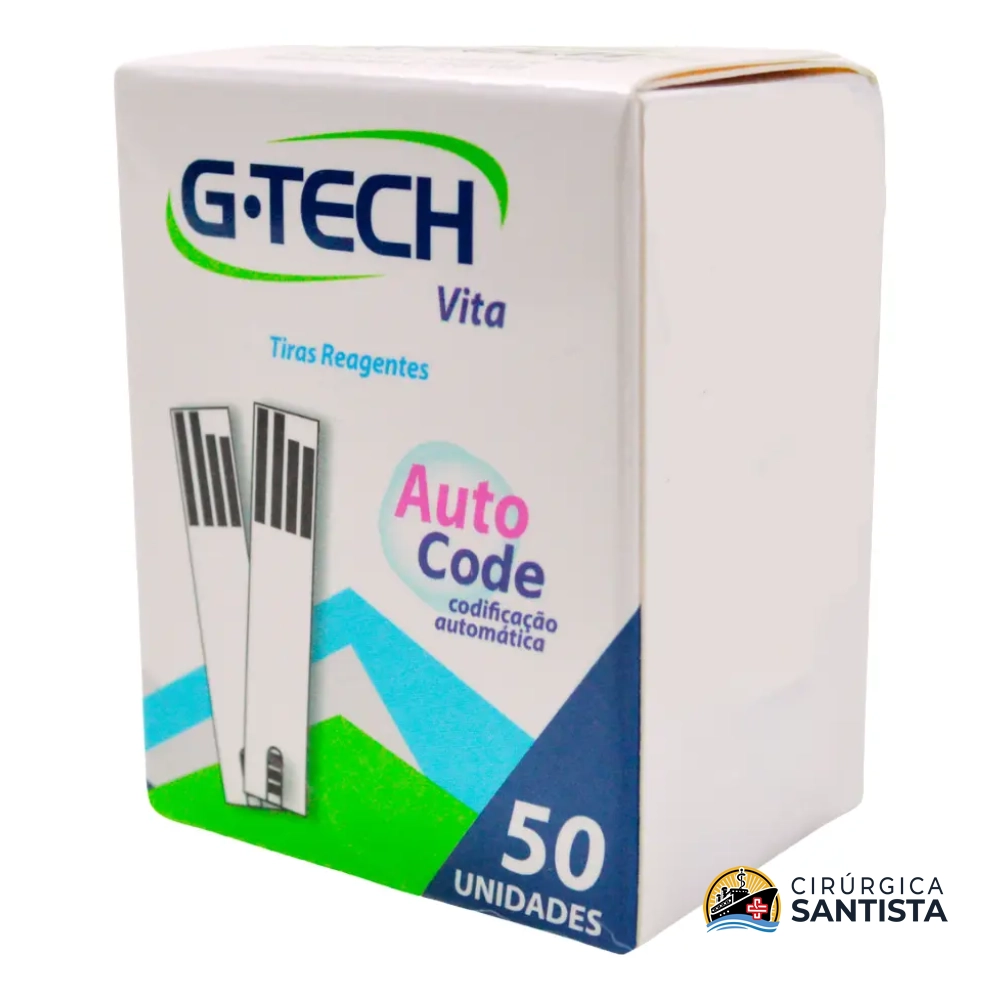 Tiras Reagentes G-Tech Vita e Vita Ultra para Monitoramento de Glicose - 50 Unidades