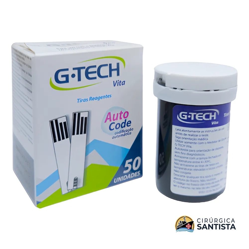 Tiras Reagentes G-Tech Vita para Monitoramento de Glicose - 50 Unidades