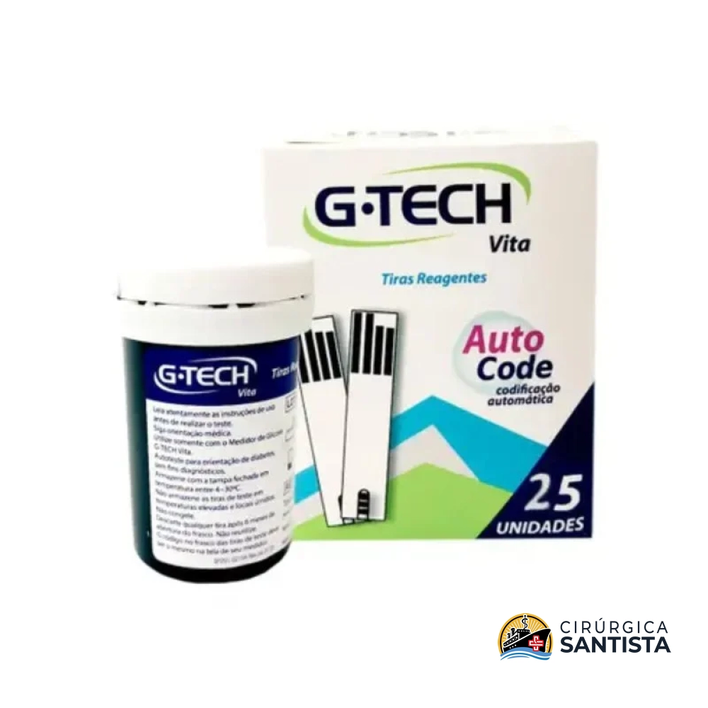 Tiras Reagentes G-Tech Vita para Monitoramento de Glicose - 25 Unidades