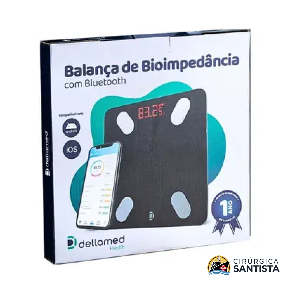 Balança de Bioimpedância de Alta Precisão até 180kg Bluetooth - Dellamed