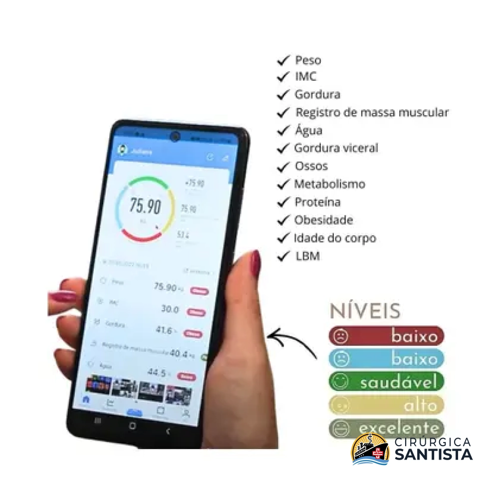 Balança de Bioimpedância de Alta Precisão até 180kg Bluetooth - Dellamed - foto 5