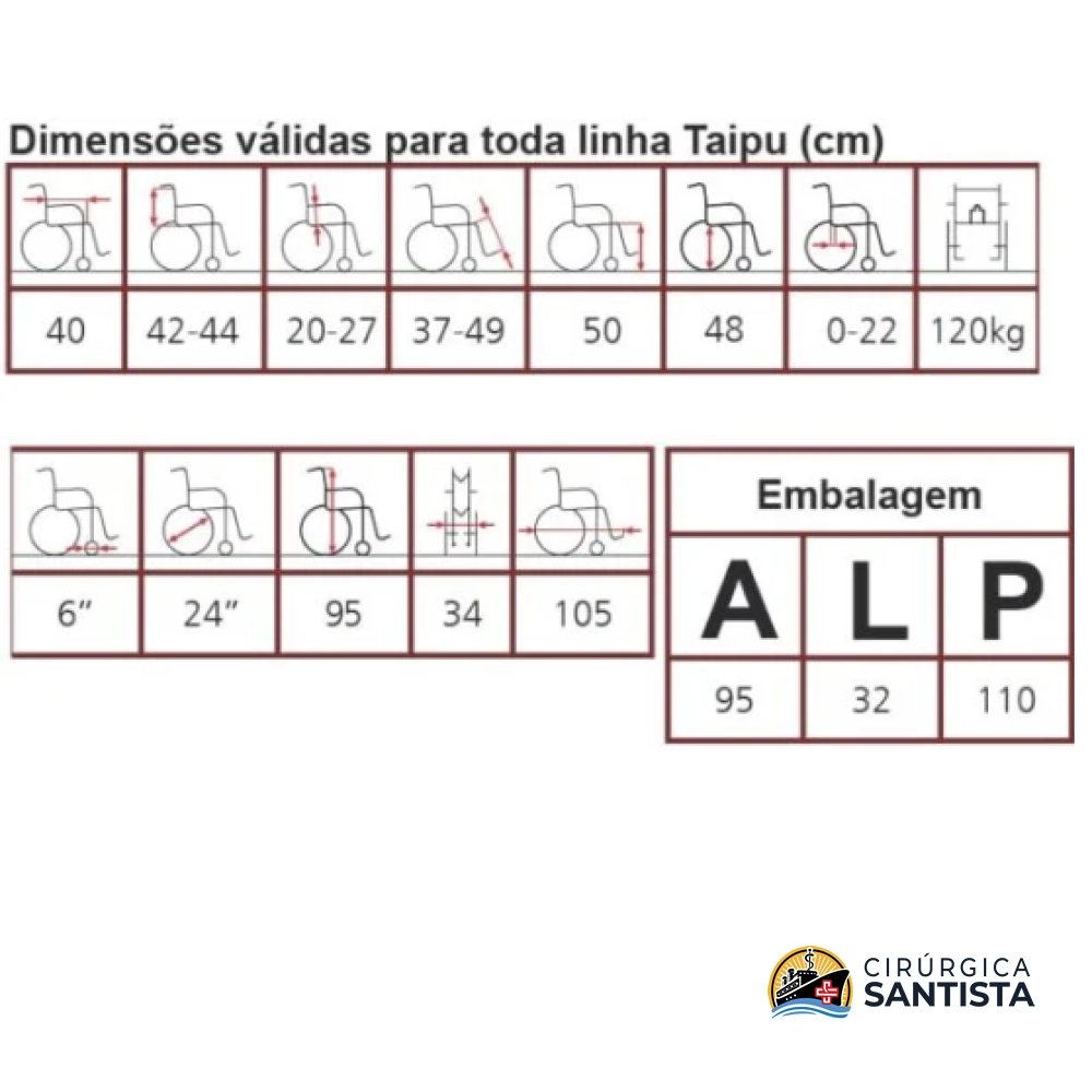 Cadeira De Rodas Taipu J3 Alumínio - Jaguaribe - 120kg - foto 4