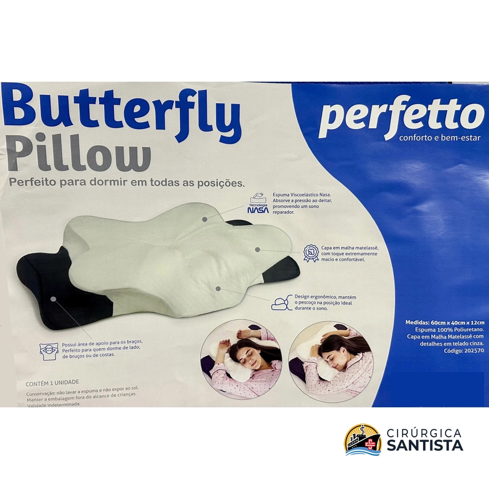 Travesseiro Butterfly Pillow Visco Branco e Cinza - Perfetto - foto 2