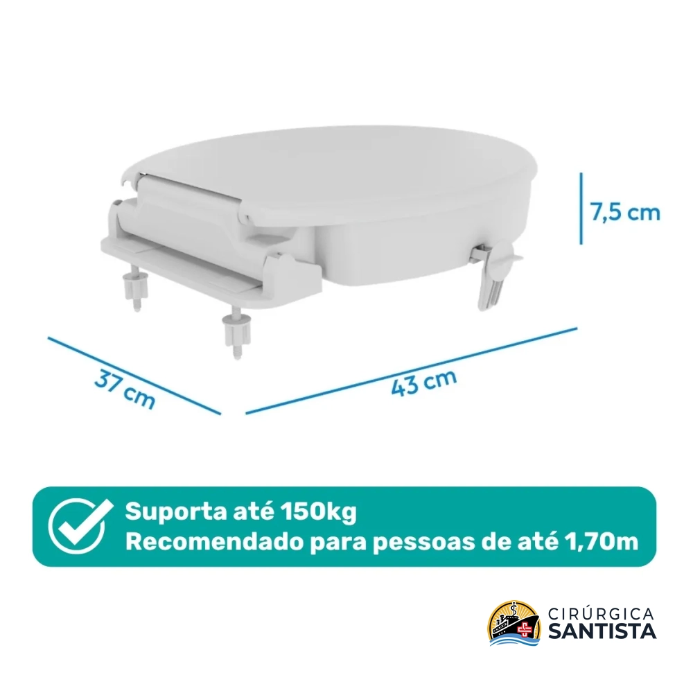 Assento Sanitário Elevado Com Tampa E Trava 7,5cm - Astra - foto 2