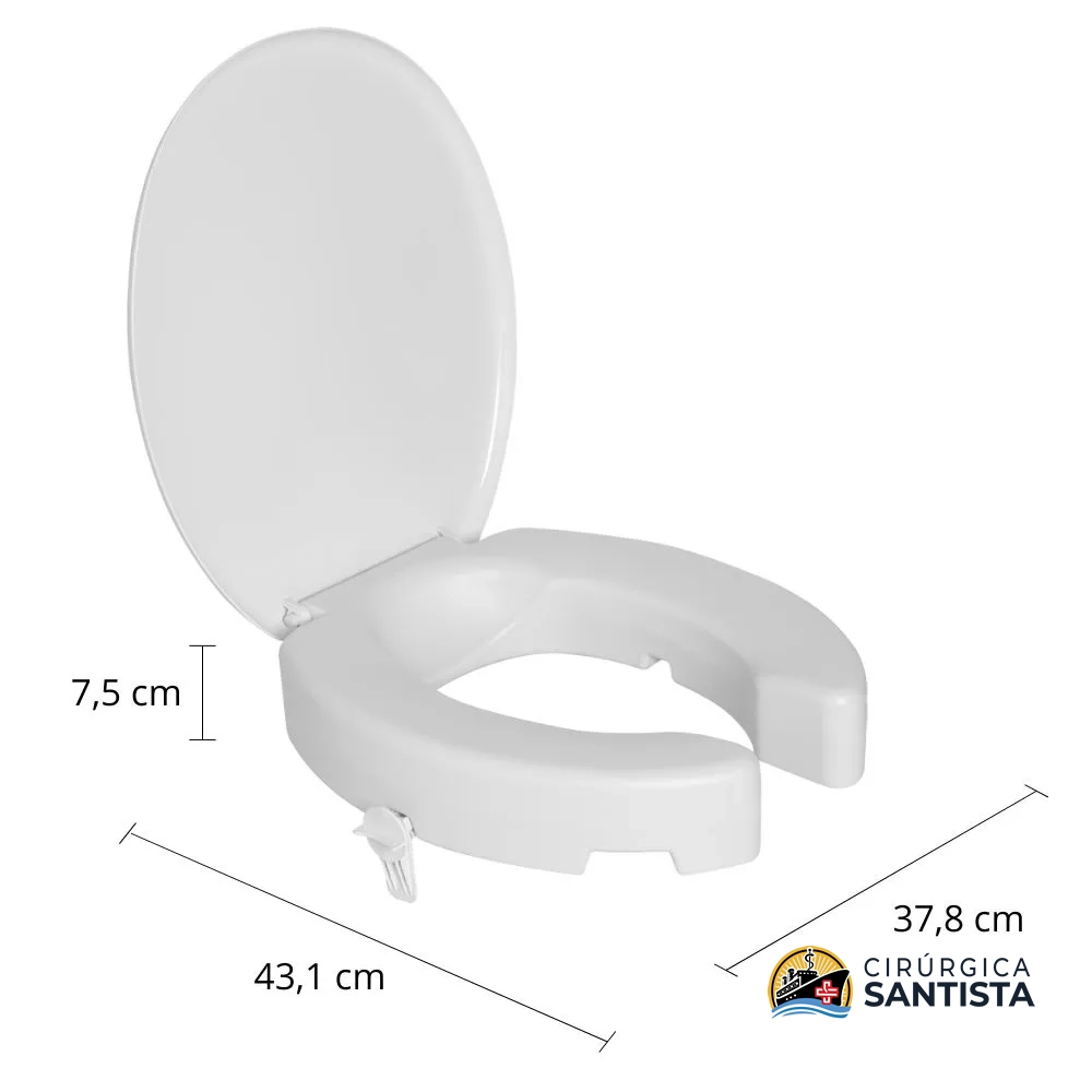 Assento Sanitário Elevado Com Tampa E Trava 7,5cm - Astra - foto 2