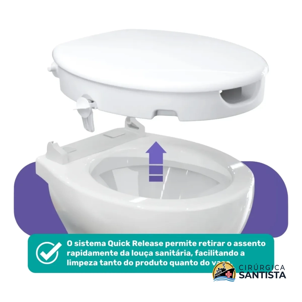 Assento Sanitário Elevado Com Tampa E Trava 7,5cm - Astra - foto 3