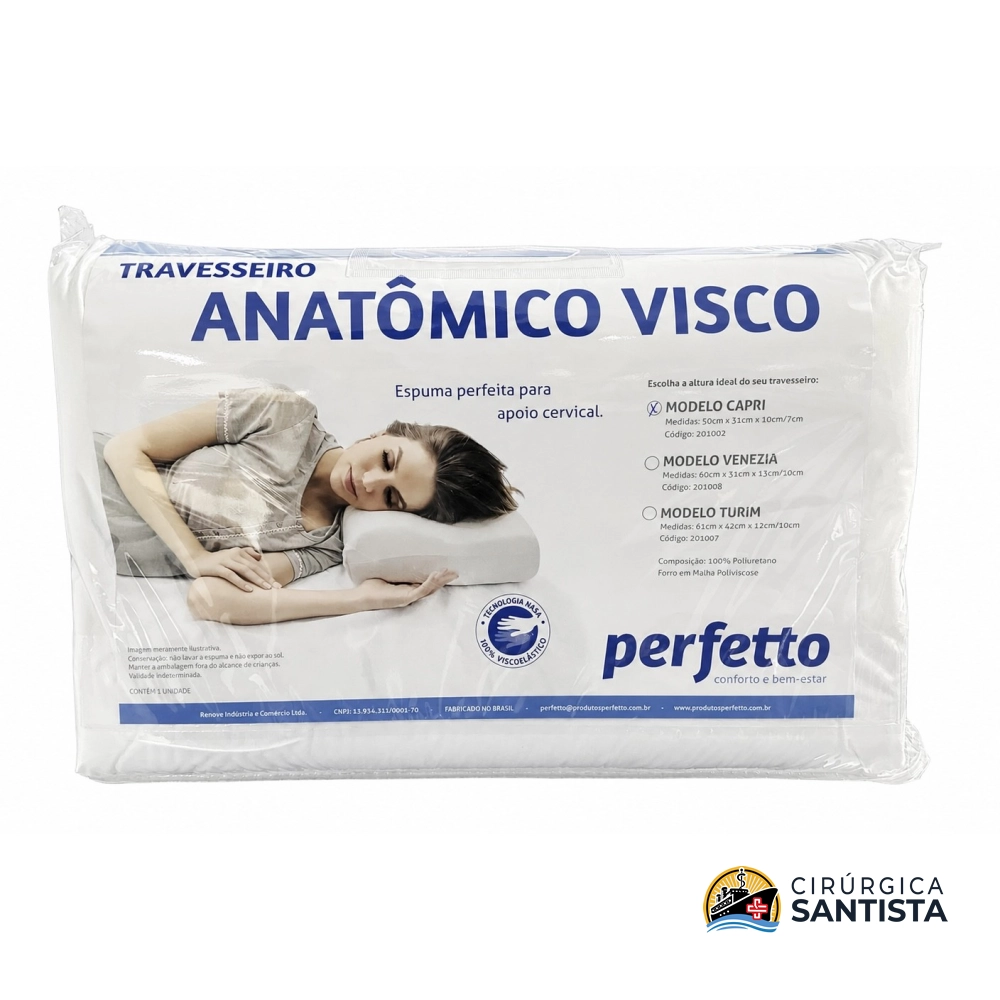 Travesseiro Anatômico Cervical Capri Perfil Baixo Visco - Perfetto