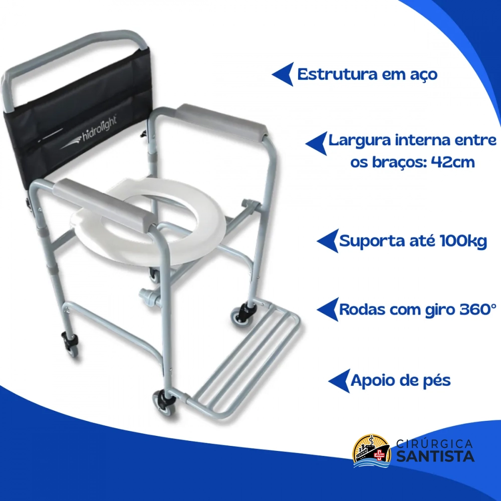 Cadeira de Banho / Sanitária Desmontável Hidrolight SC103 - 100kg - foto 3