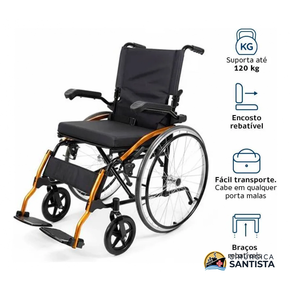 Cadeira de Rodas em Alumínio D600 POP Dellamed - 120kg